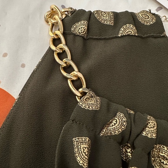 Michael Kors |  Bergalia Metallic Foil Trapeze Dress | Medium | Green - Picture 4 of 9